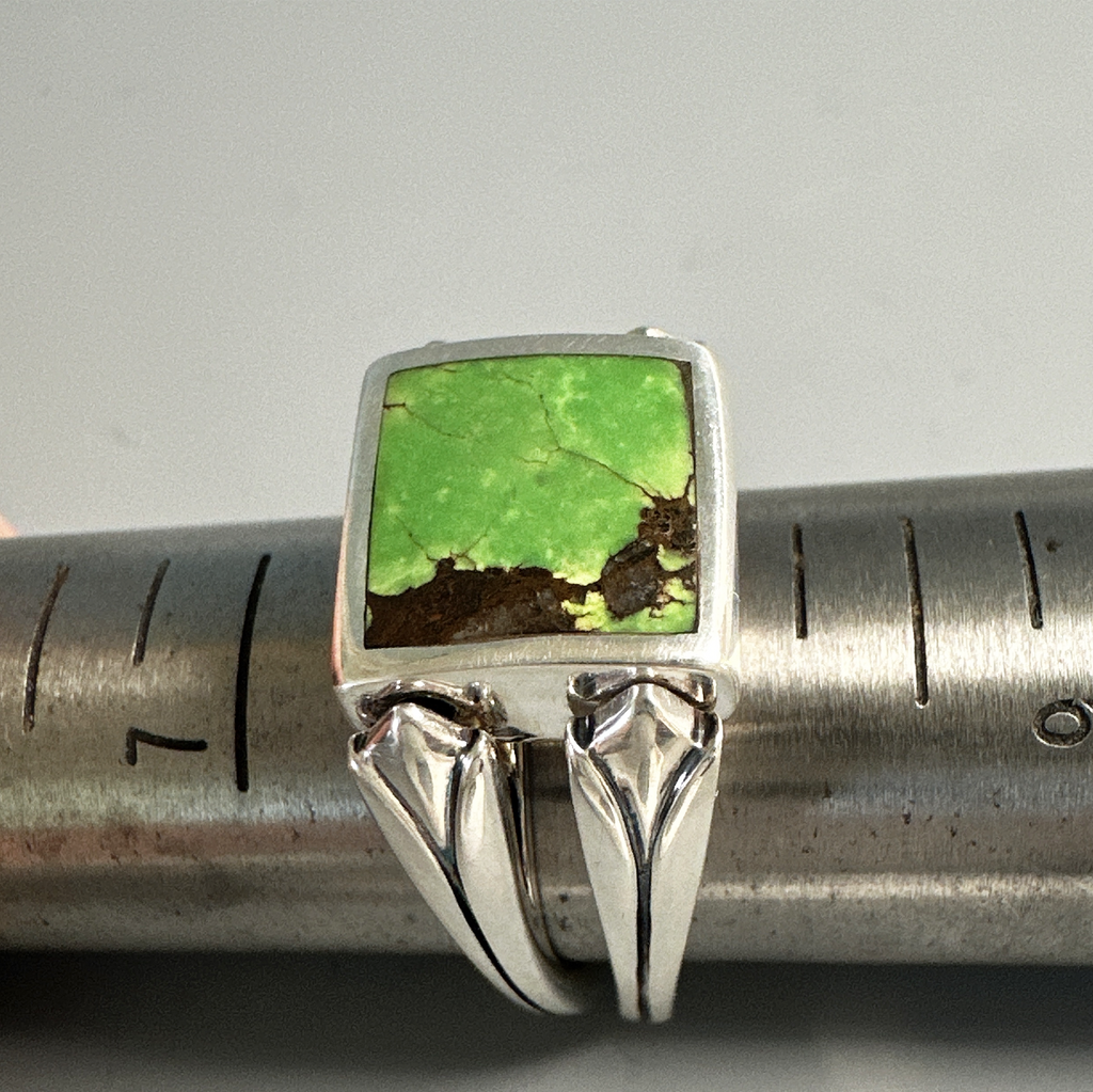 Reversible Rings, Medium Green Turquoise-Rosarita in Sterling - Gloria Sawin  Fine Jewelry 