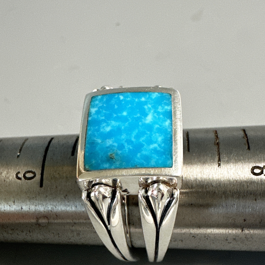 Reversible Rings, Medium Rosarita/Kingman Turquoise in Sterling - Gloria Sawin  Fine Jewelry 