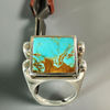 Reversible Rings, Large Style Gaspeite/Tyrone Turquoise in Sterling - Gloria Sawin  Fine Jewelry 