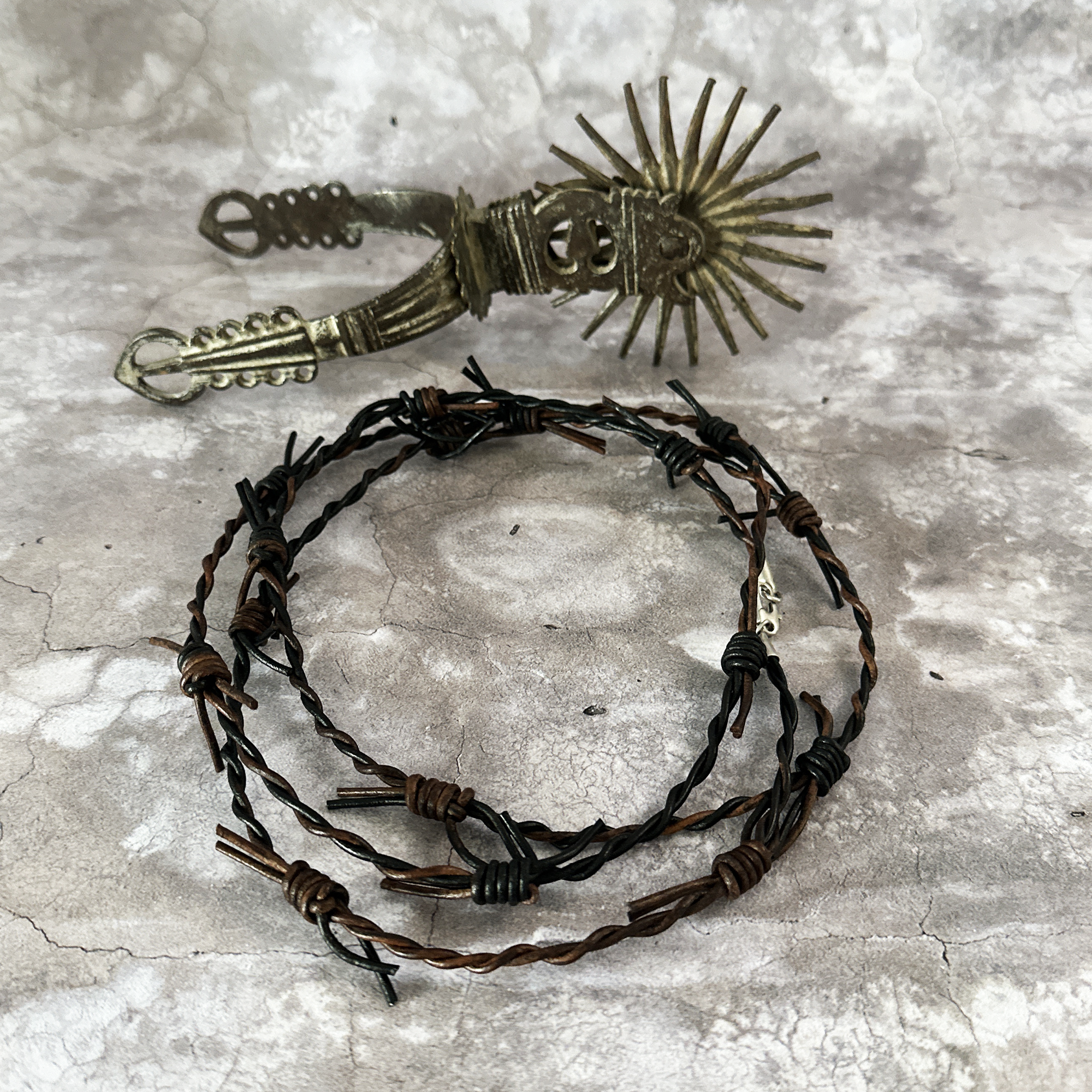 Leather Barbed Wire Necklace/Bracelet