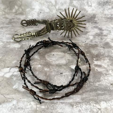 Leather Barbed Wire Necklace/Bracelet Sterling Clasp - Gloria Sawin  Fine Jewelry 