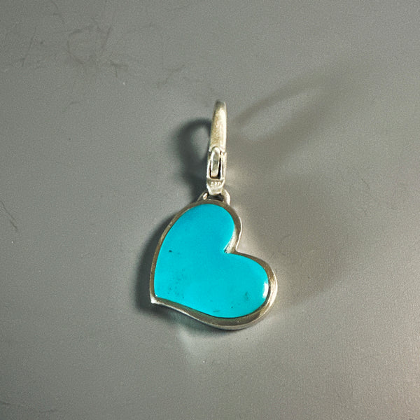 Pendant, Kingman Turquoise Heart Small in Sterling - Gloria Sawin  Fine Jewelry 