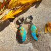 Earrings, Turquoise Oval on Hoops in Sterling - Gloria Sawin  Fine Jewelry 