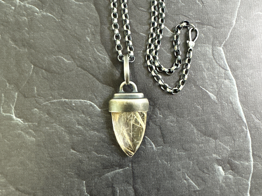 Pendant, Rutilated Quartz Point in Sterling - Gloria Sawin  Fine Jewelry 
