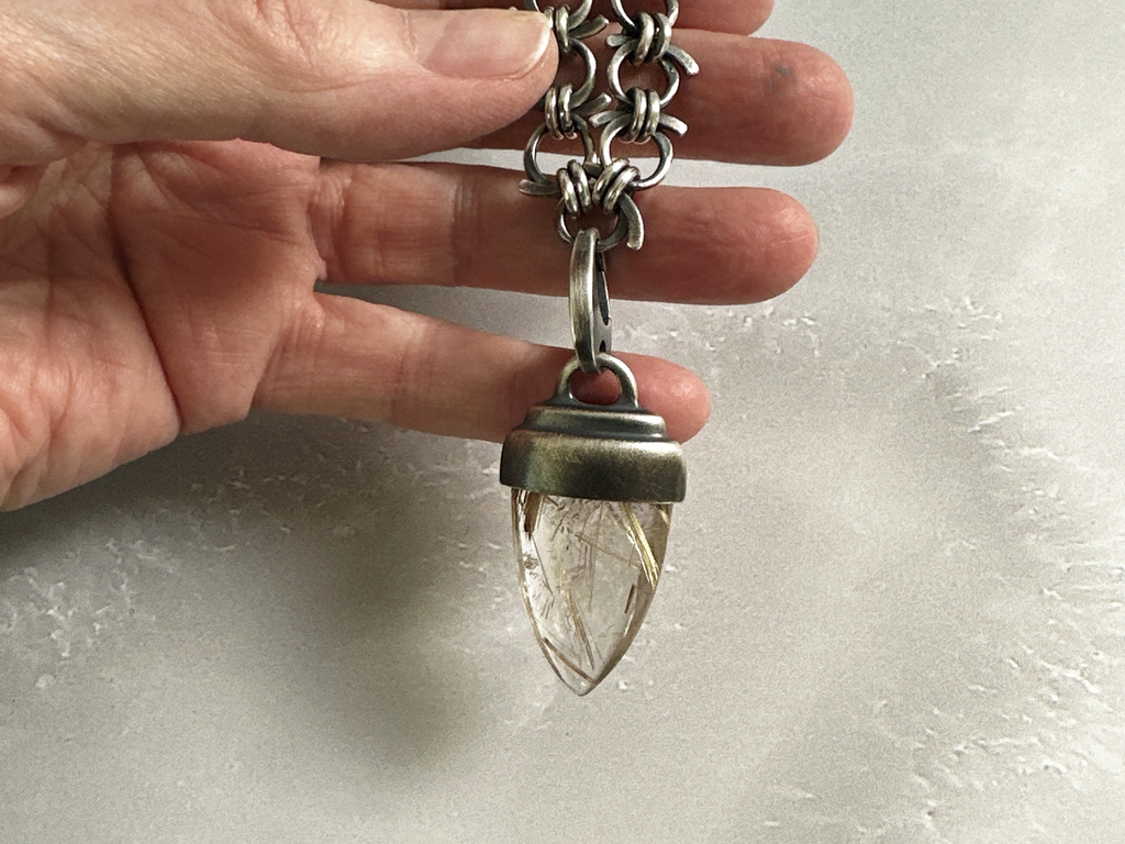 Pendant, Rutilated Quartz Point in Sterling - Gloria Sawin  Fine Jewelry 