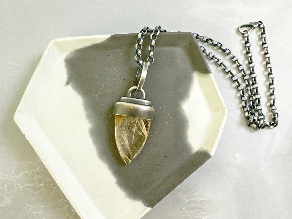 Pendant, Rutilated Quartz Point in Sterling - Gloria Sawin  Fine Jewelry 