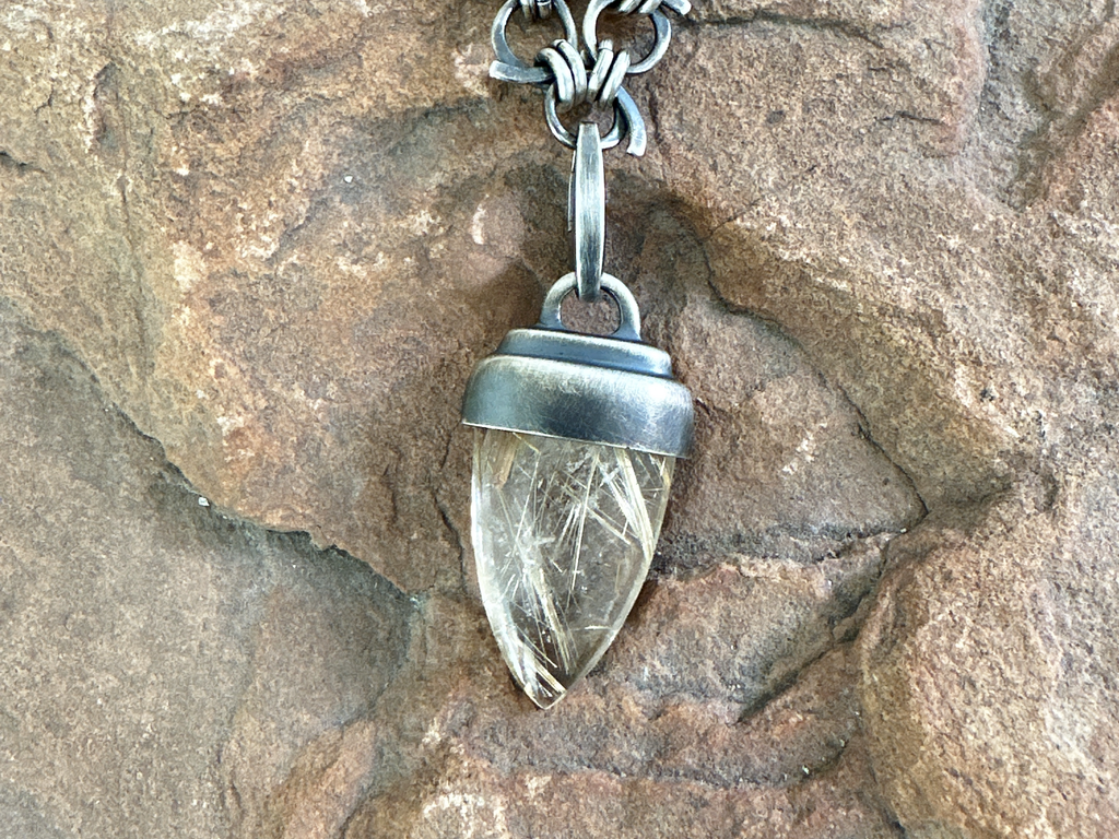 Pendant, Rutilated Quartz Point in Sterling - Gloria Sawin  Fine Jewelry 