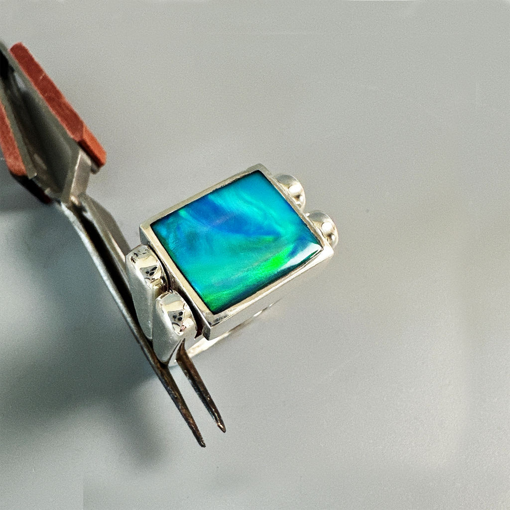 Reversible Rings, Large Rosarita/Opal in Sterling - Gloria Sawin  Fine Jewelry 