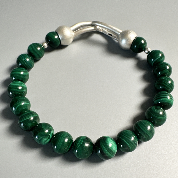 Bracelets, Malachite Beads in Sterling