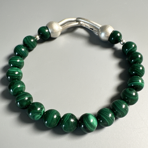 Bracelets, Malachite Beads in Sterling
