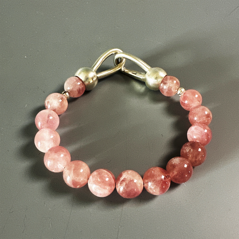 Bracelets, Madagascar Rose Quartz Beads in Sterling - Gloria Sawin  Fine Jewelry 