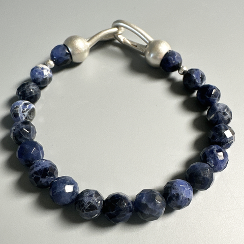 Bracelets, Faceted Sodalite Beads in Sterling