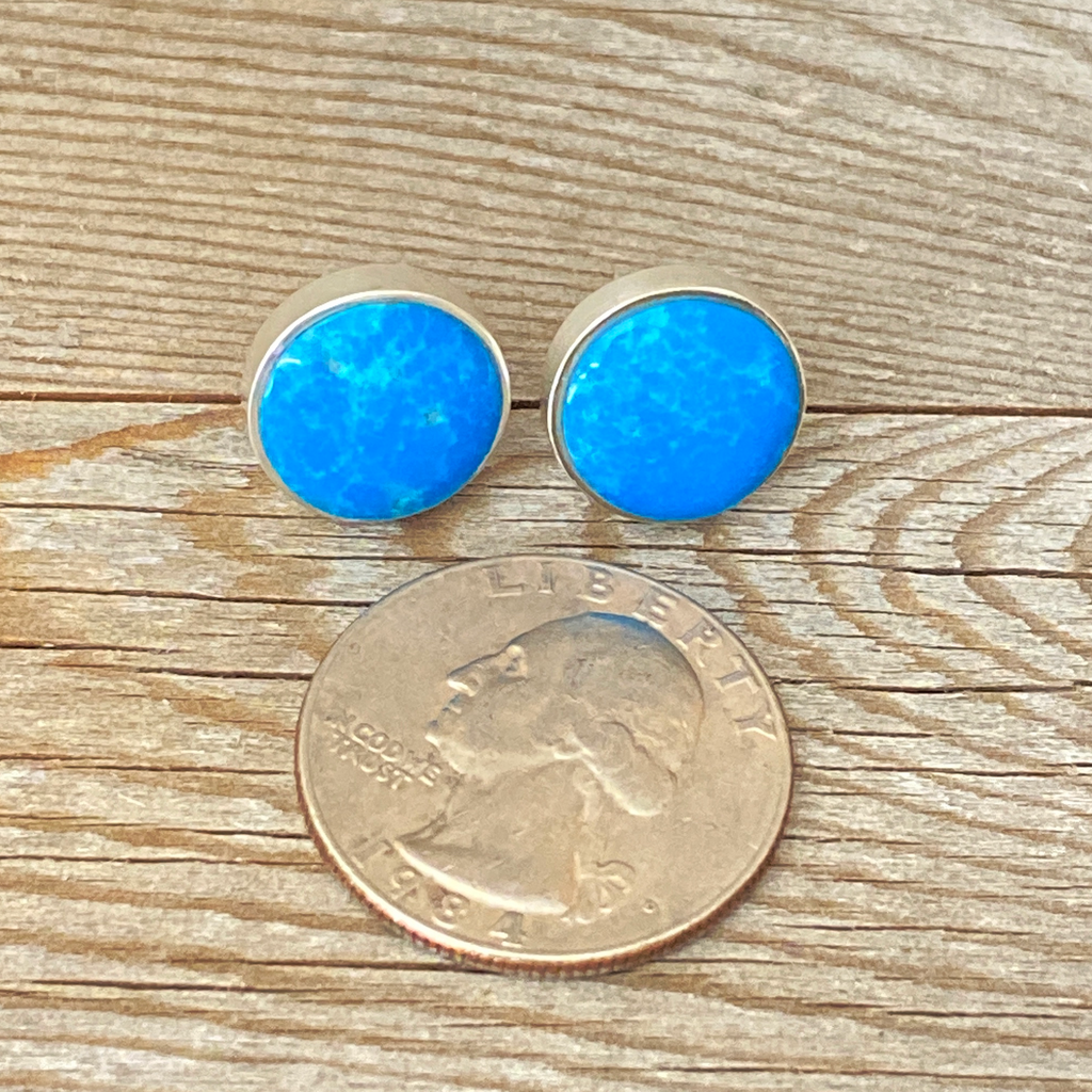 Earrings, Turquoise Studs in Sterling - Gloria Sawin  Fine Jewelry 