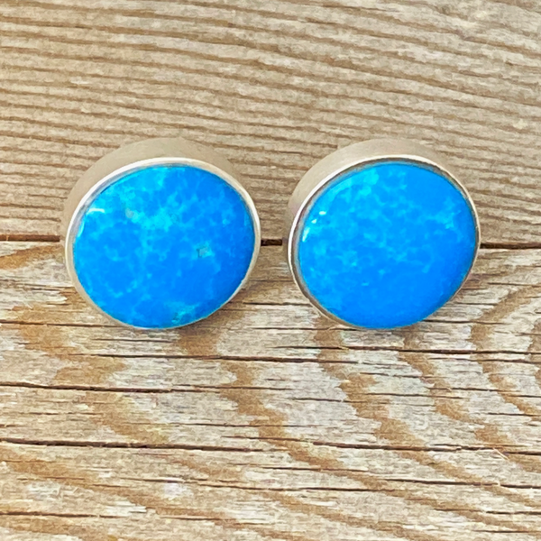 Earrings, Turquoise Studs in Sterling