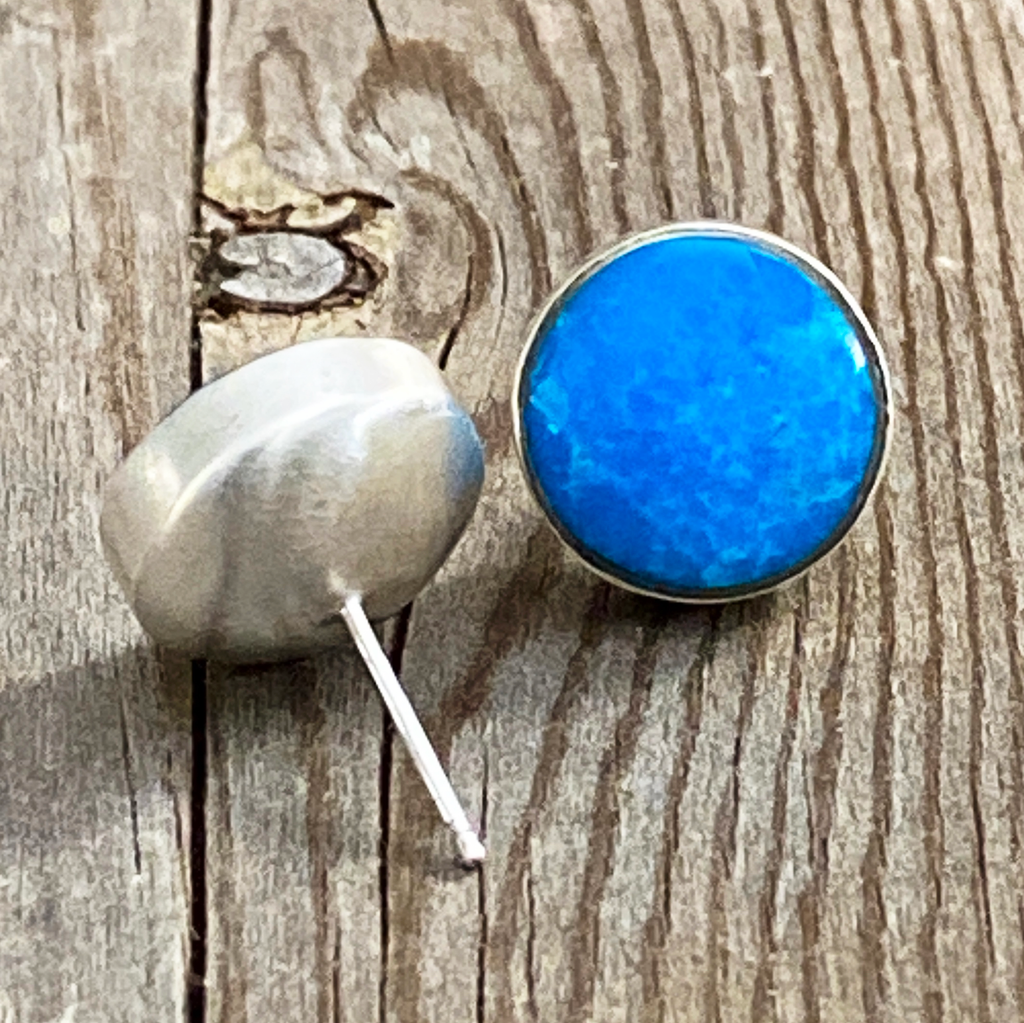 Earrings, Turquoise Studs in Sterling - Gloria Sawin  Fine Jewelry 