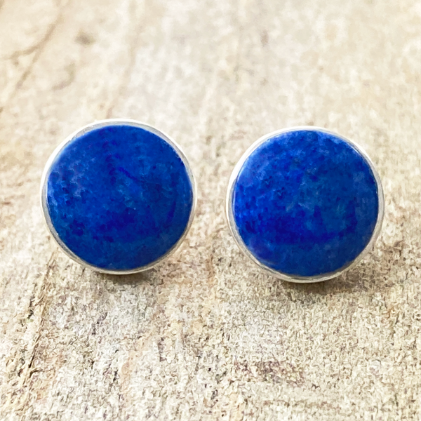 Earrings, Lapis Studs on Posts - Gloria Sawin  Fine Jewelry 