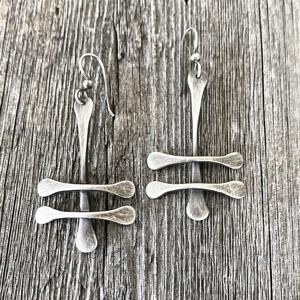 Earrings, Sterling Oxidized Dragonfly Bones - Gloria Sawin  Fine Jewelry 