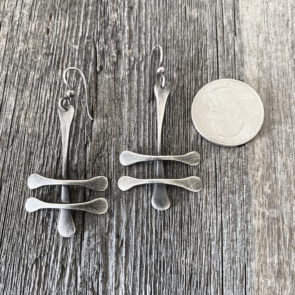 Earrings, Sterling Oxidized Dragonfly Bones - Gloria Sawin  Fine Jewelry 