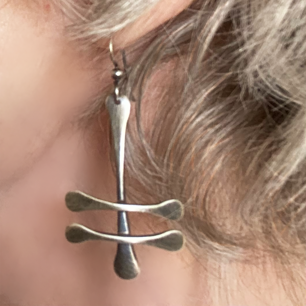 Earrings, Sterling Oxidized Dragonfly Bones - Gloria Sawin  Fine Jewelry 