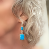 Earring, Turquoise Rectangles on Hoops - Gloria Sawin  Fine Jewelry 