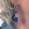 Earring, Lapis Rectangles on Hoops - Gloria Sawin  Fine Jewelry 