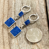 Earring, Lapis Rectangles on Hoops - Gloria Sawin  Fine Jewelry 