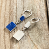 Earring, Lapis Rectangles on Hoops - Gloria Sawin  Fine Jewelry 