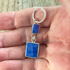 Earring, Lapis Rectangles on Hoops - Gloria Sawin  Fine Jewelry 