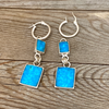 Earring, Turquoise Rectangles on Hoops - Gloria Sawin  Fine Jewelry 