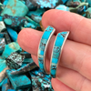 Earrings, Blue Turquoise Inlaid in Sterling with Posts - Gloria Sawin  Fine Jewelry 