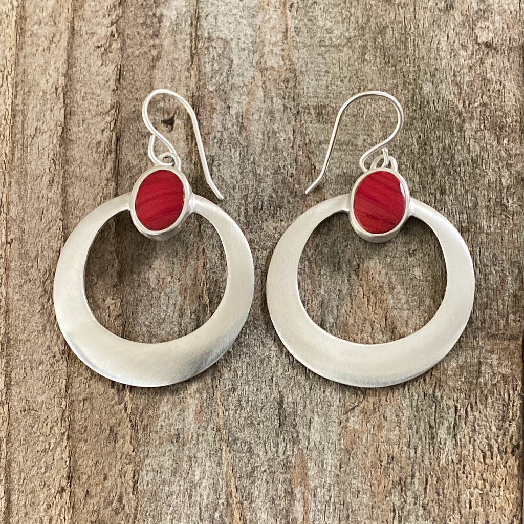 Earring, Rosarita Hoop Cab on Sterling Wires