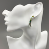 Earrings, Green Turquoise Inlay Half Hoop on posts in Sterling