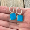 Earring, Turquoise Rectangle on Hoops - Gloria Sawin  Fine Jewelry 