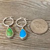 Earrings, Reversible Blue/Green Turquoise on Hoop