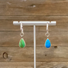 Earrings, Reversible Blue/Green Turquoise on Hoop