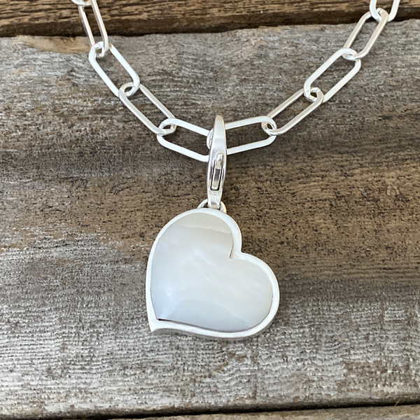 Pendant, Mother-of-Pearl Heart Medium in Sterling