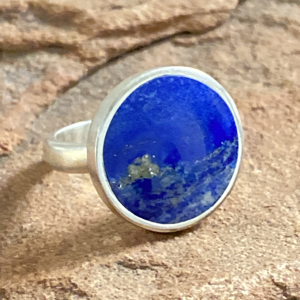 Heavy Duty Rings, Lapis Round in Sterling - Gloria Sawin  Fine Jewelry 